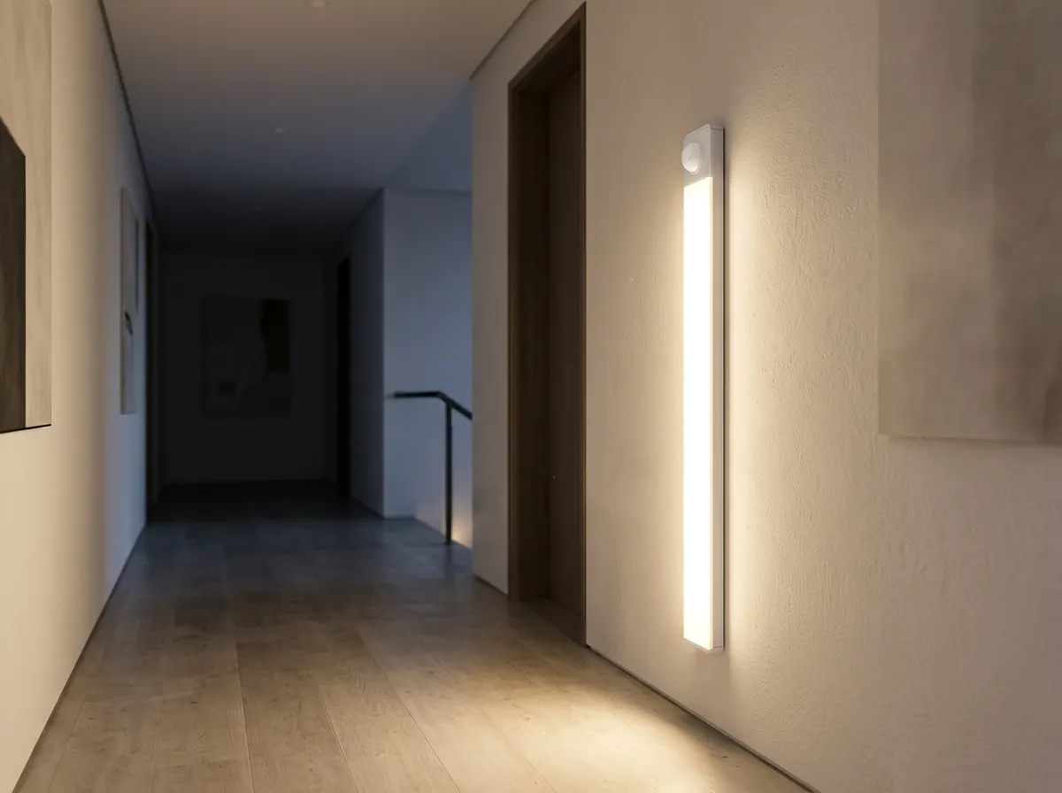 Luma lighting a hallway at night