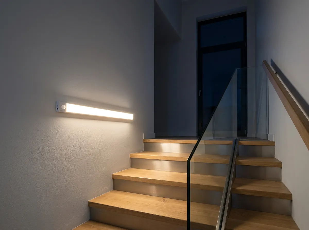Stairs softly lit by Luma